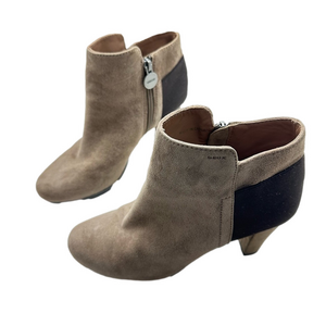 Geox Respira Tan Suede Ankle Booties Heeled Side Zip Size EU 38 (US 7)